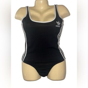 Adidas Women's Black Bodysuit with White Accents